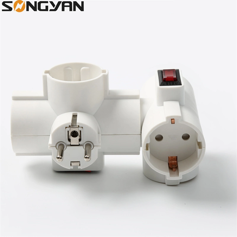 Germany T-Shaped Power Conversion Sokcet Adapter with Surge Protection