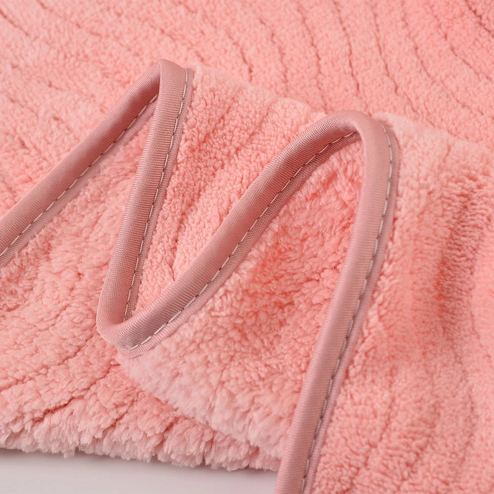 China Manufacturer Wholesale/Supplier Low MOQ Microfibre Coral Fleece Rippled Stitched Pattern Bath Hand Face Hair Towel Microfiber with Custom Color Size Weight