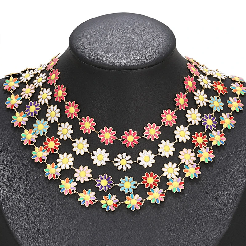 Stainless Steel Enamel Flower Chain for Jewelry Making More Colors for Choice