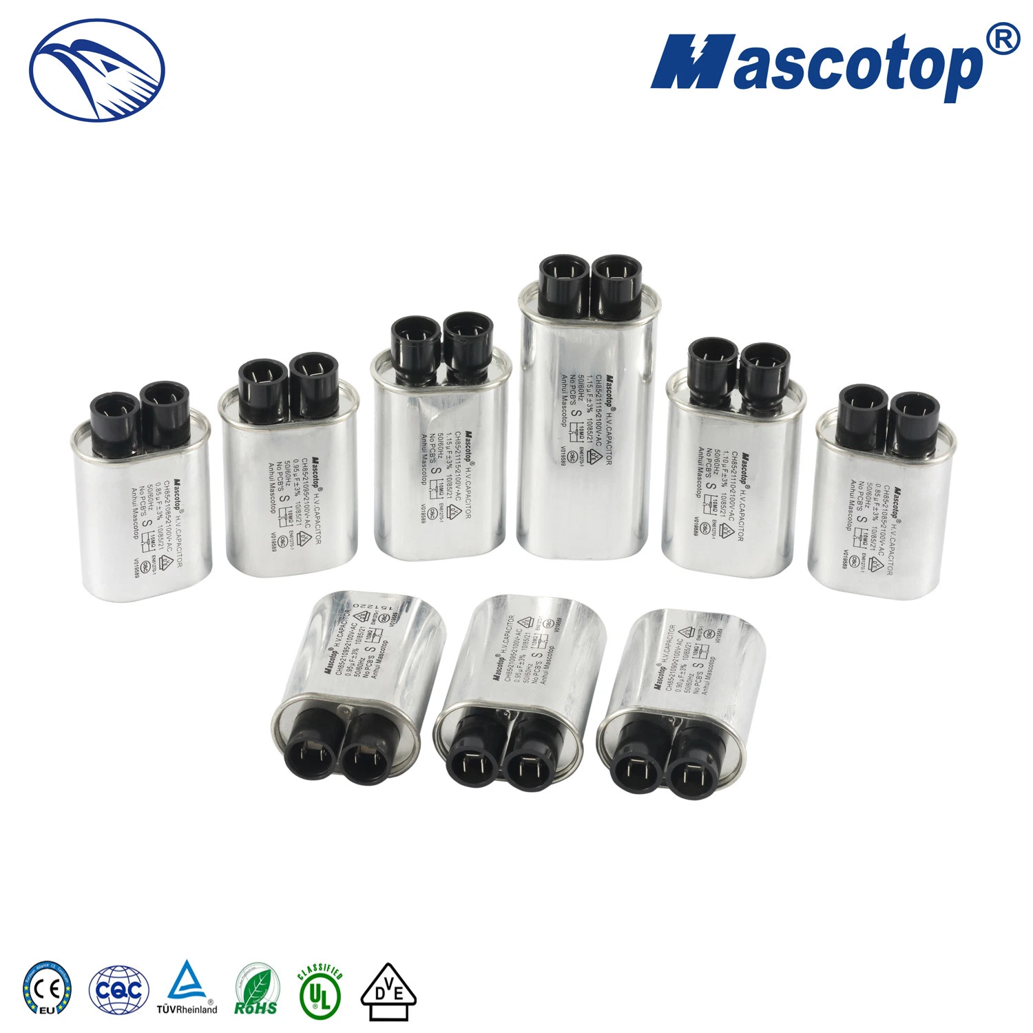 Mascotop Polypropylene 50PCS /Carton 0.5-1.4UF 2100V 2300V Aluminum Microwave Oven Capacitor