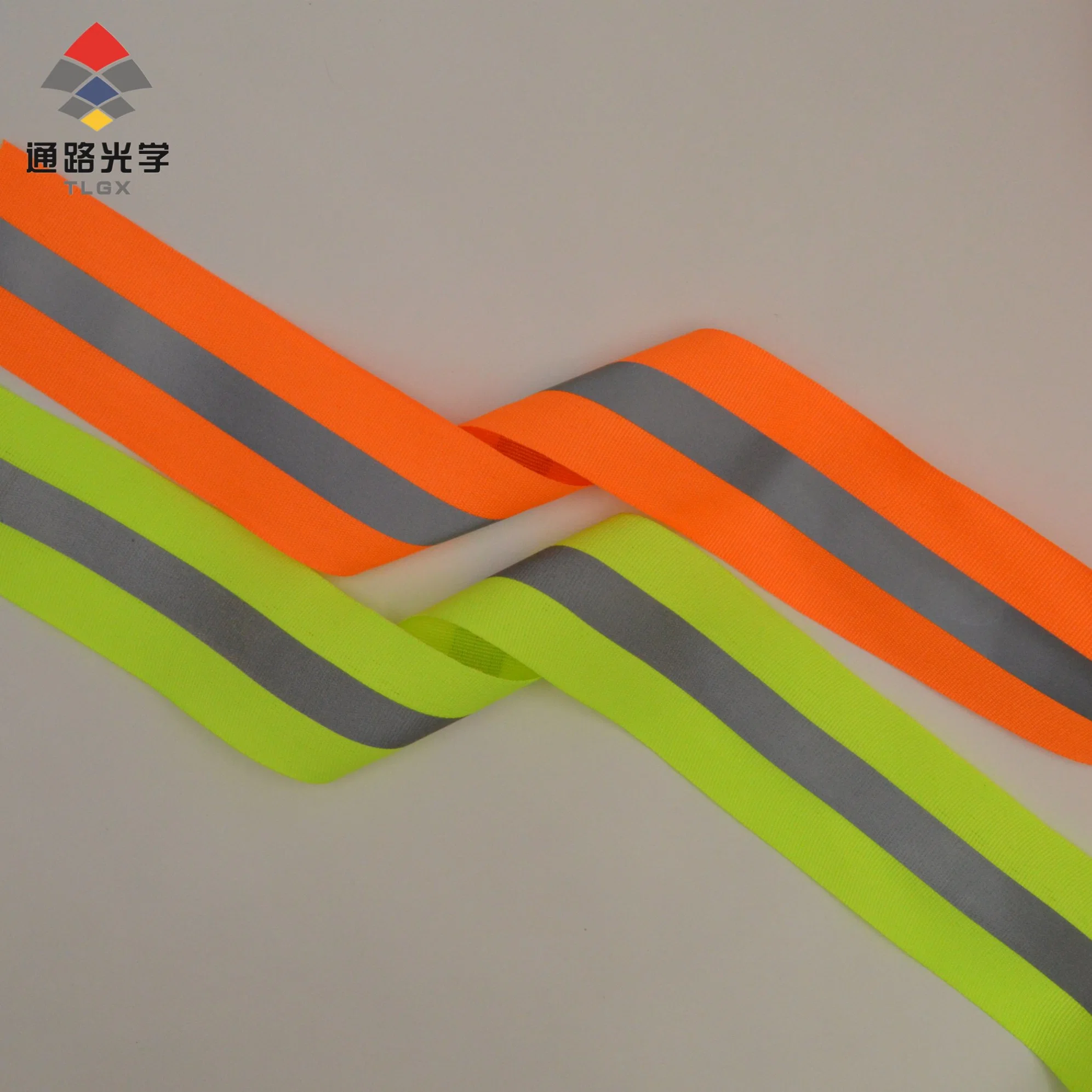 High Intensity Quality Fluorescent Green Printed Safety Nylon Strip Interwoven Elastic Strap