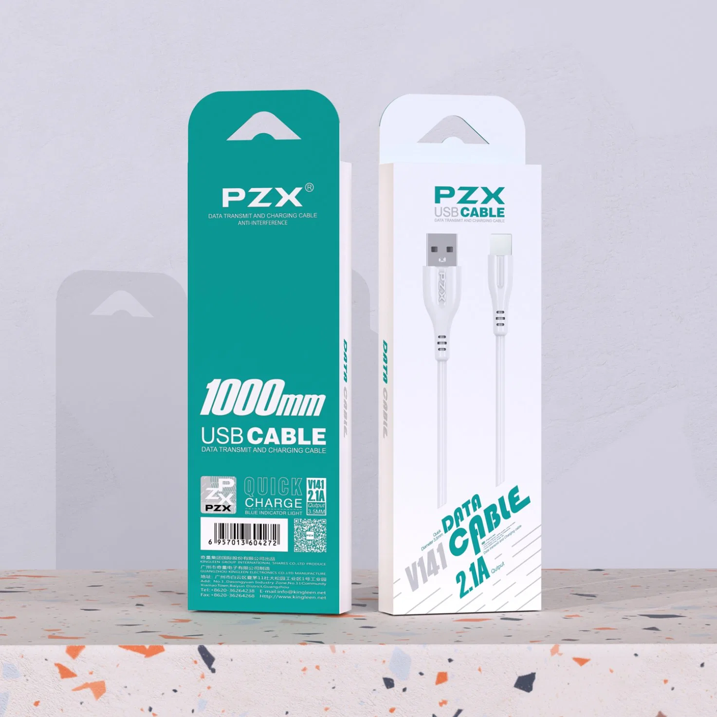 Pzx V141 Wholesale/Supplier Mobile Accessories 2.1A Fast Charging USB Data Cable