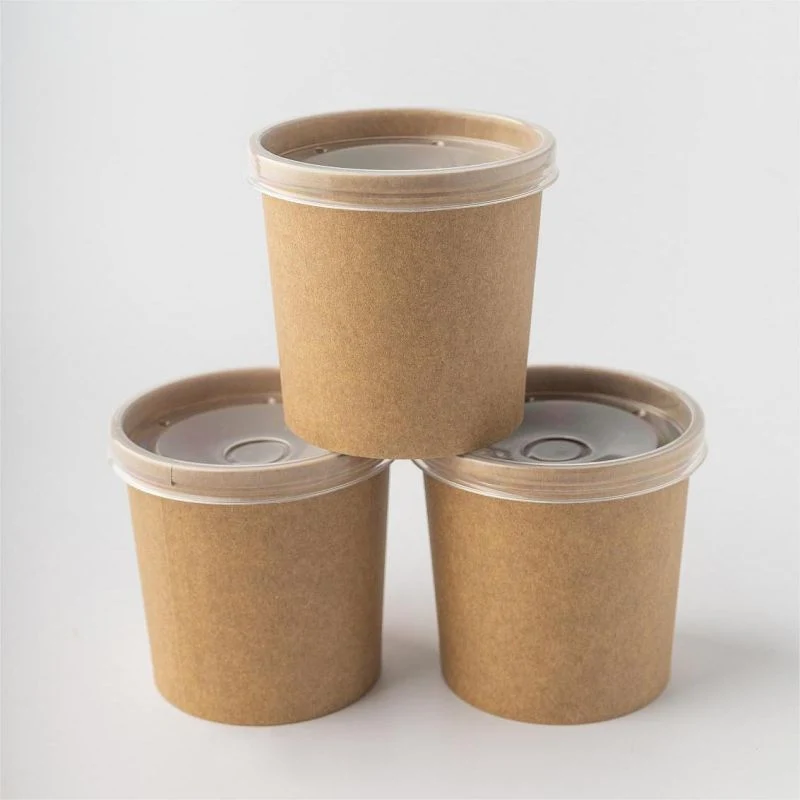 Custom Disposable Food Packing Container Kraft Paper Soup Cup Bowl