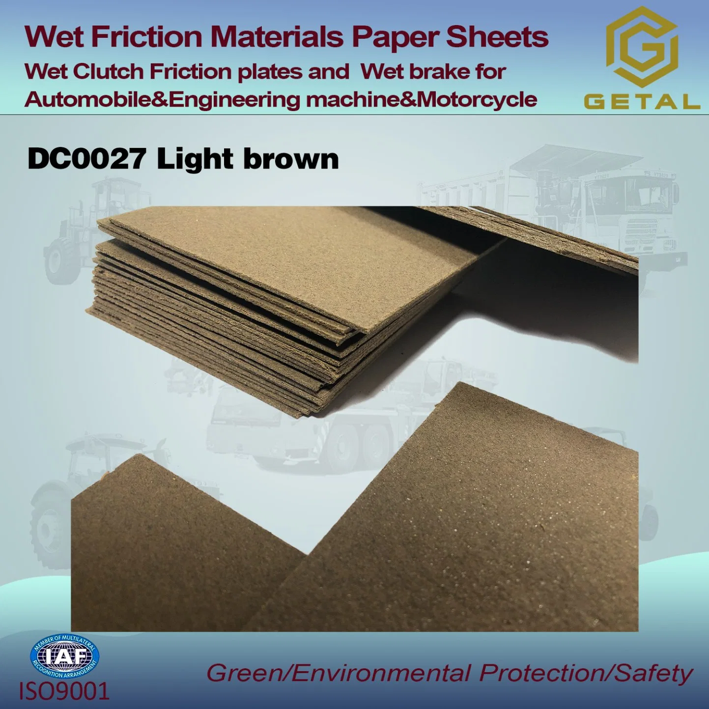 Getal Wet Friction Materials Paper Sheets and Rings for Wet Clutch and Wet Brake