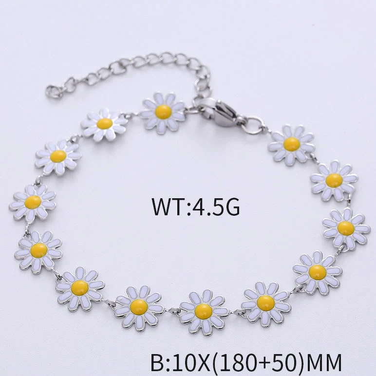 Fashion Geometry Daisy Bracelet Stainless Steel Adjustable Women's Bracelet