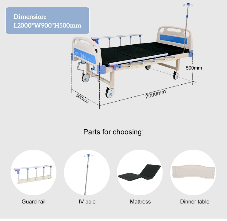 Hot Selling Quality 2-Function Medical Equipment Manual Hospital Bed From China Folding Hospital Bed