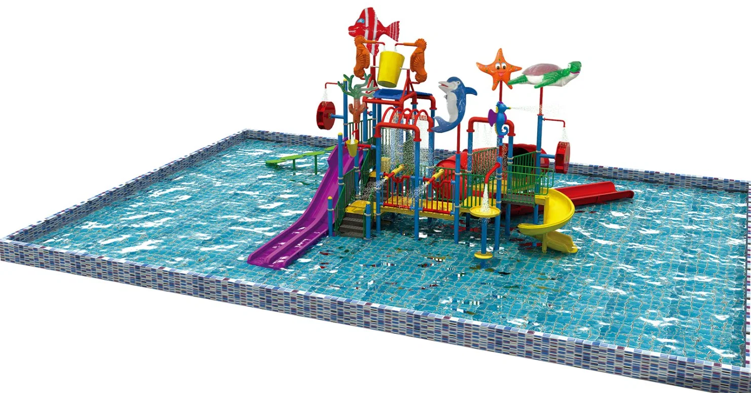 Terrain de jeu extérieur de parc aquatique de dessin animé pour enfants