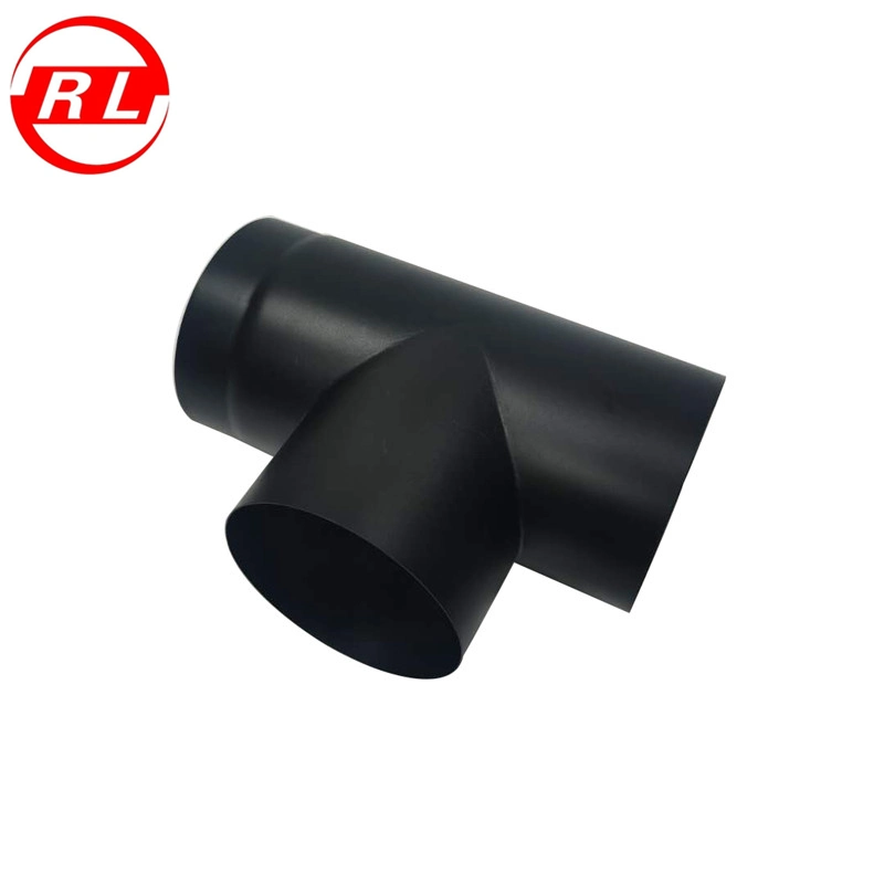 Black Single Wall Stainless Steel Tee Chimney Pipe