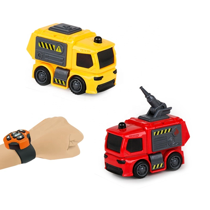 Mini Camion d'Ingénierie en Plastique Intelligent avec Son et Lumière Véhicule de Ville Télécommandé par Montre Camion de Contrôle à Distance Jouet Télécommandé