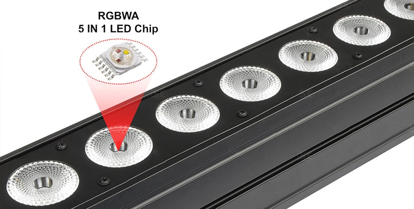 18X18W DMX Barra LED UV RGBWA 6en1 Fase LED DMX512 bañador de pared para uso en interiores de la luz de discoteca DJ