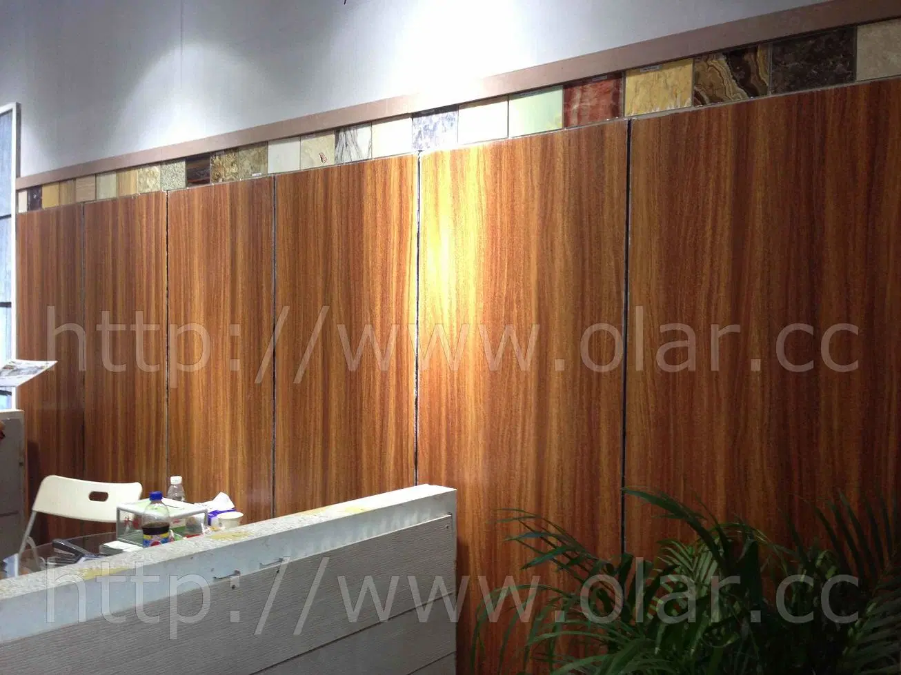 Placa de cemento de fibra de madera barniz UV junta para decoración de interiores
