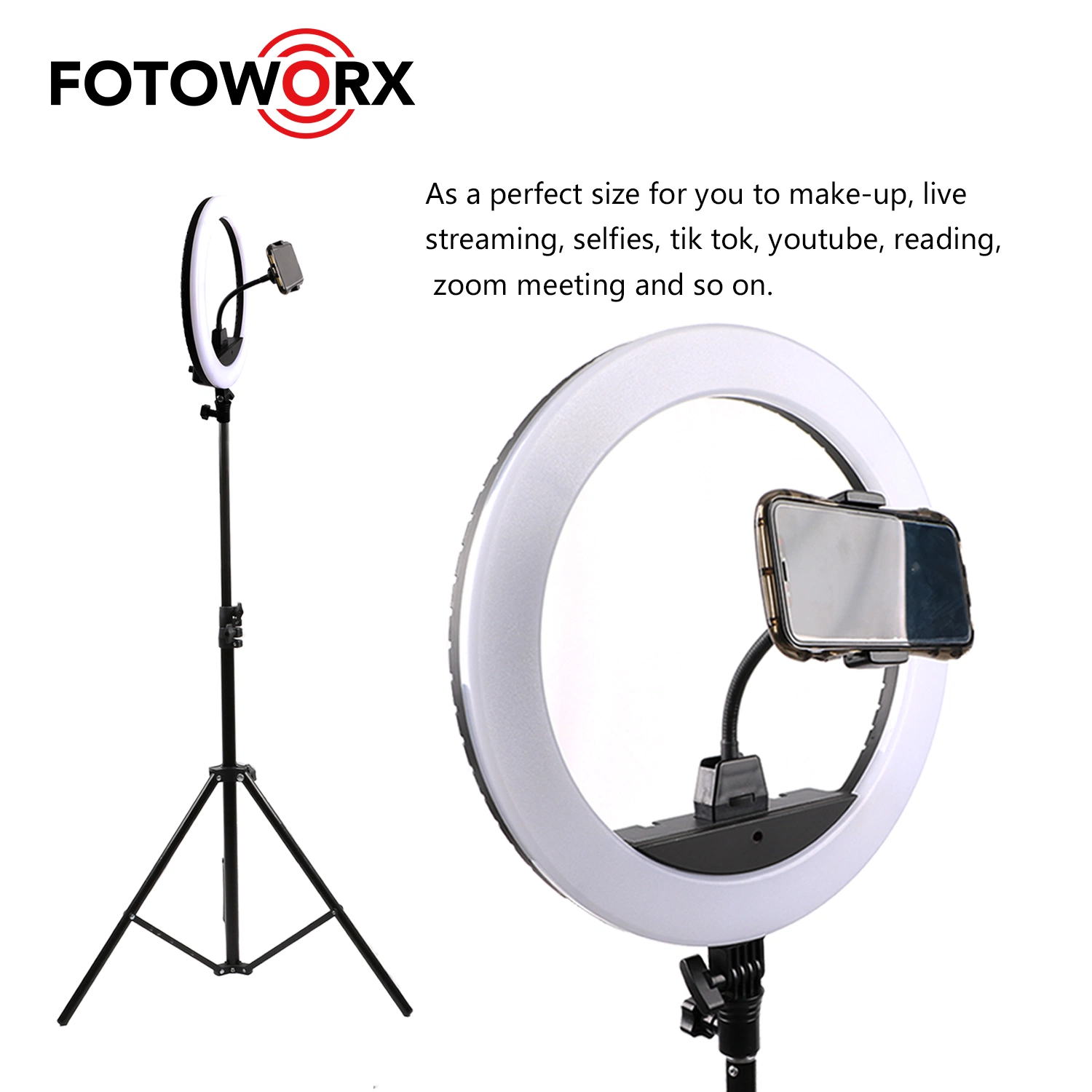 14polegadas luz circular LED com suporte telefônico para Fotografia Selfie