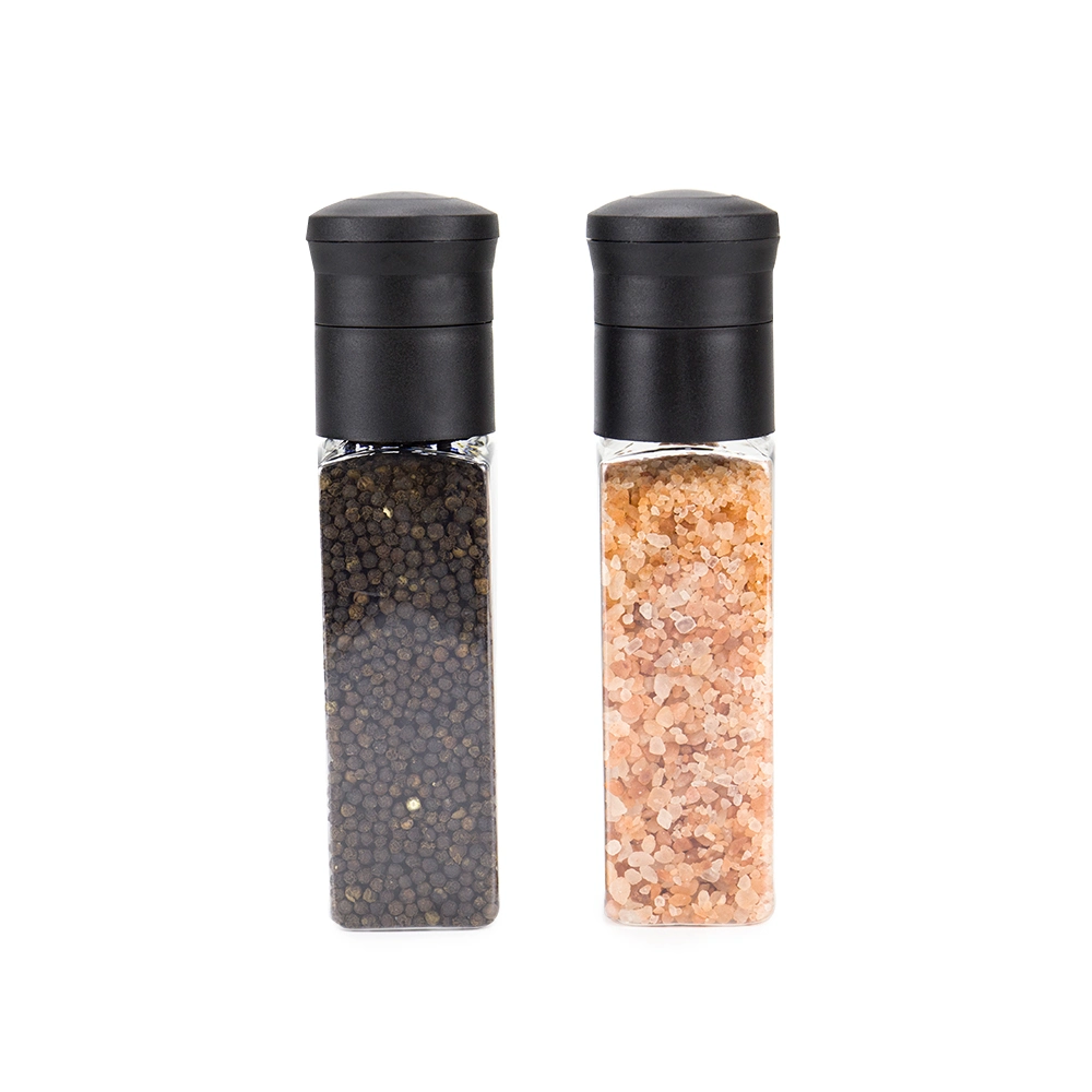 Different Size Pet Bottle Plastic Body Plastic Lid Spice Container Salt and Pepper Grinder Set