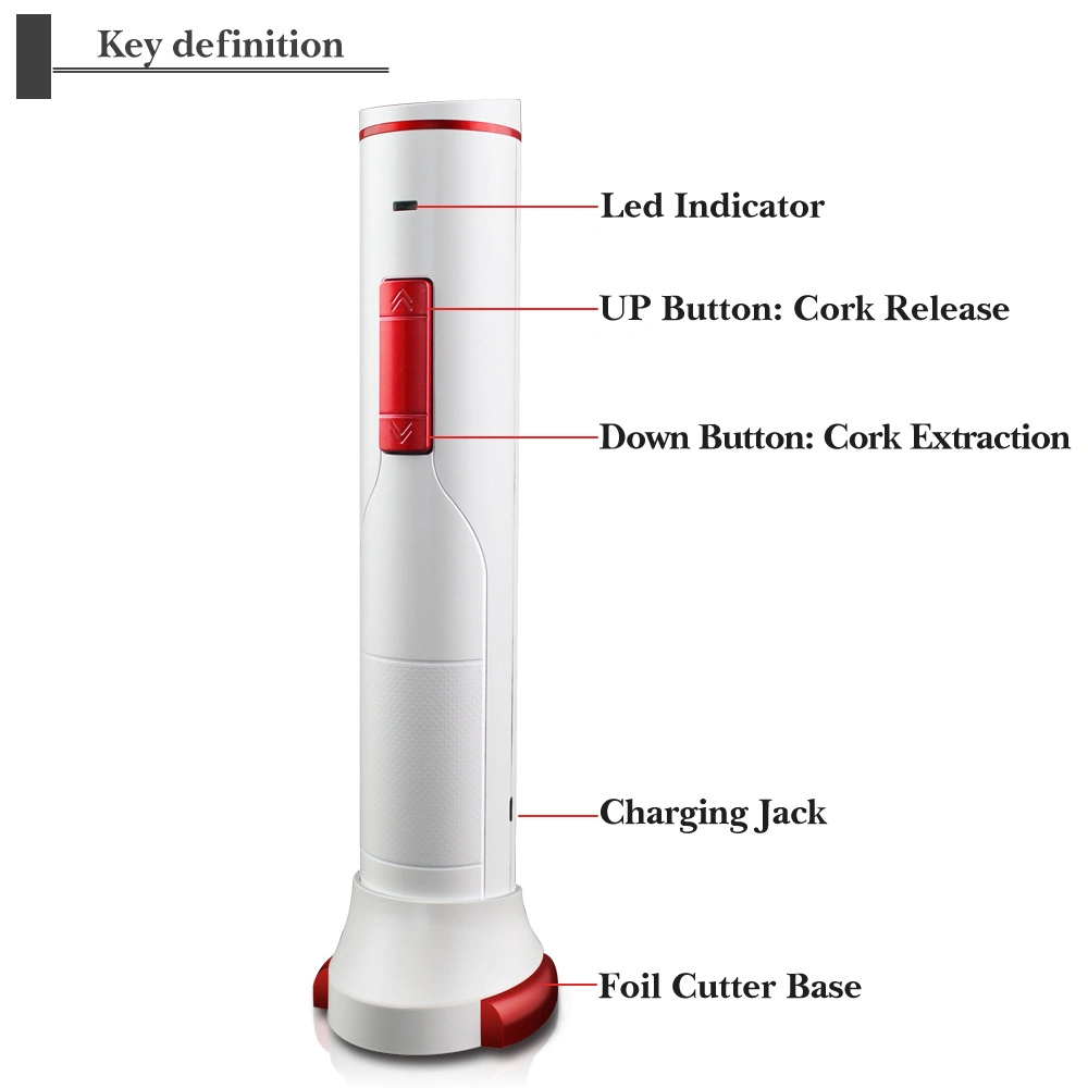 Custom Premium Corkscrew USB recargable botella de vino eléctrico Opener con Cortador de lámina