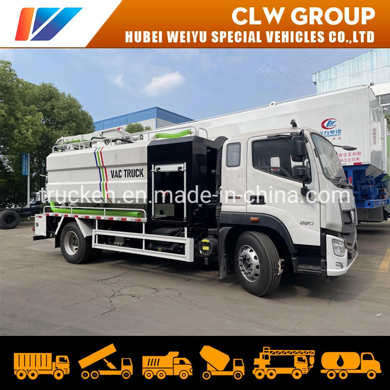 Foton/HOWO/JAC 4X2 12 Tons Vacuum Sewage/Sludge Cleaning Suction Truck