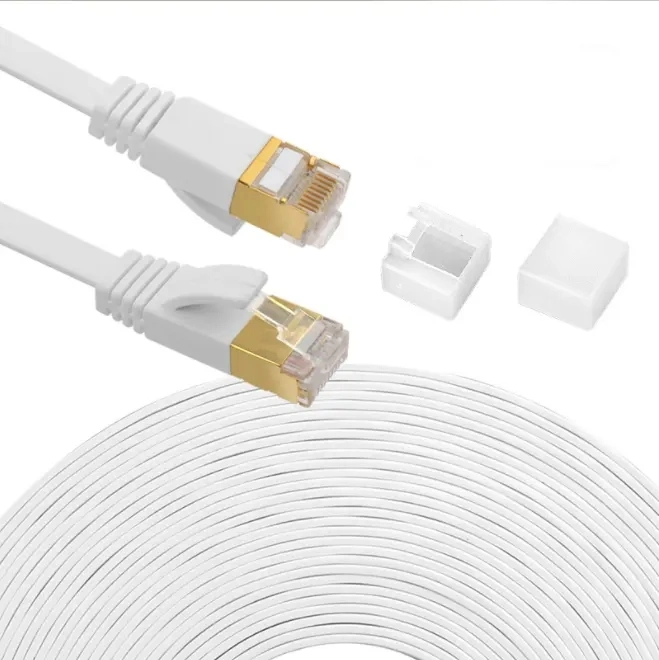 Кабель Ethernet Cat 6 50 ФУТОВ, белый, плоский Интернет Коммутационные кабели ЛВС сплошной высокоскоростной кабель CAT6 для компьютера с. Разъемы RJ45