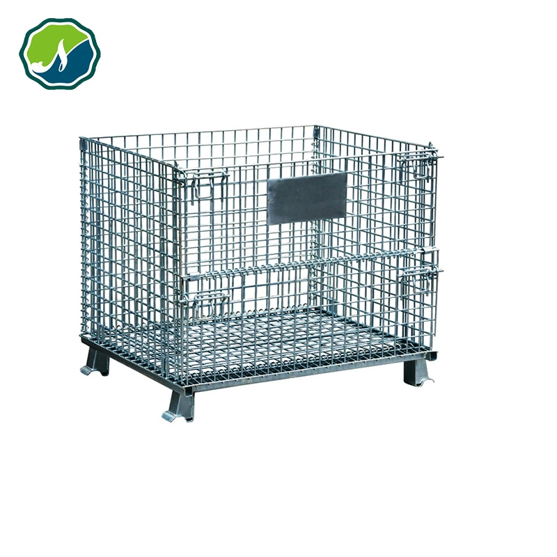 Customized Heavy Duty Galvanized Foldable Collapsible Metal Storage Wire Mesh Container