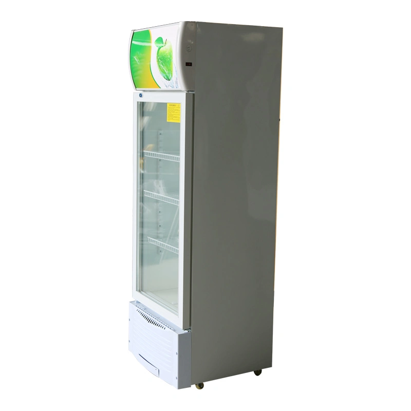 Single Door Vertical Refrigeration Equipment Supermarket Drinks Area Storage Showcase Fridge