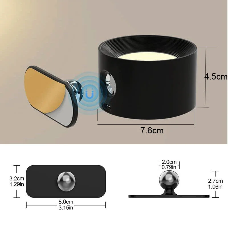 Dimmable Rechargeable Wall Magnetic Rotatable Battery Touch Control Stick-on LED Light