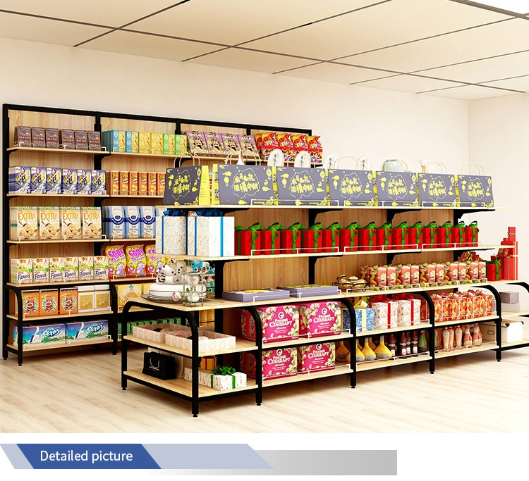 Dragonshelf Double Side Wooden Display Rack System Used in Shops and Supermarket