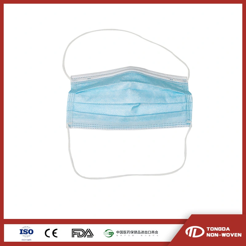 3 Ply Disposable PP Nonwoven Head Loop Face Mask Blue Color