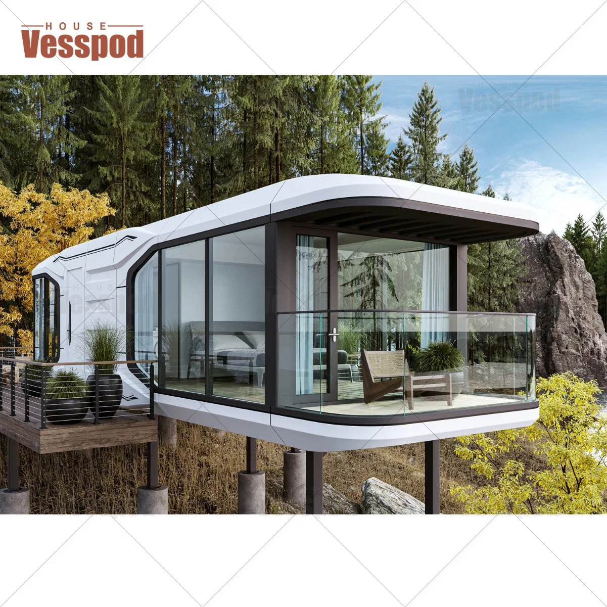 Personnalisation Maisons Glamping Pod Office Pod Nevada Modular portable Luxury Maison préfabriquée MAISON DE CAPSULE de Sleeping Pod DE 20 PIEDS 40 pieds