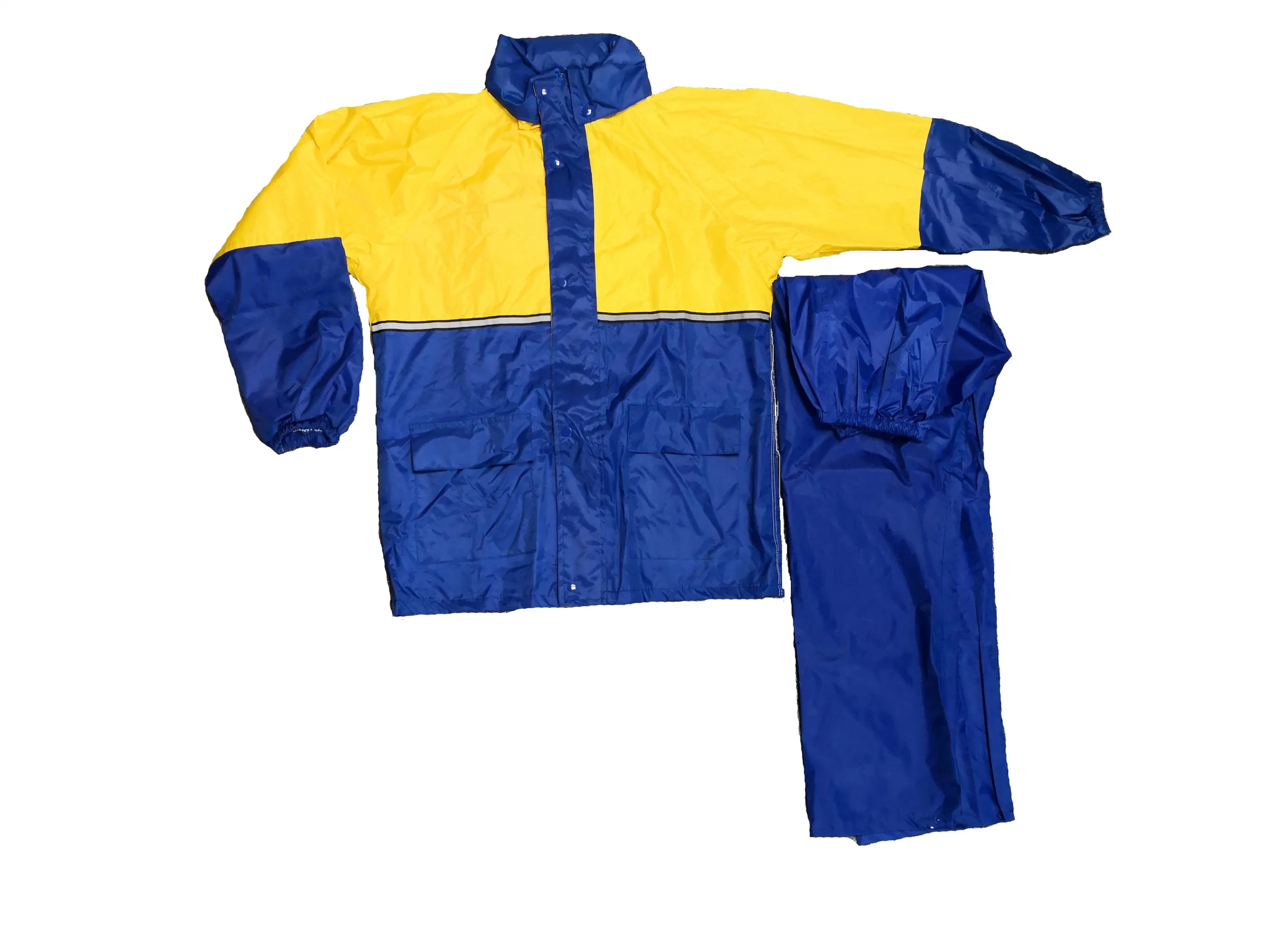 Custom 190t Polyester/PVC Hidden Hooded Rainsuit in Contrast Color