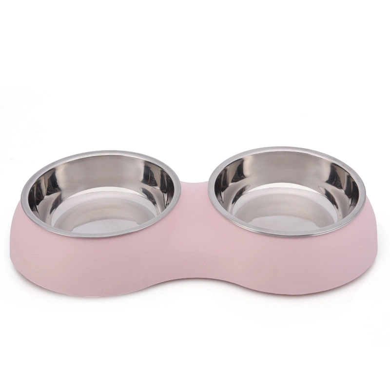 Tc3026 Easy Clean Plastic Dog Bowl Stainless Steel Pet Feeding Bowl Pet Supplies