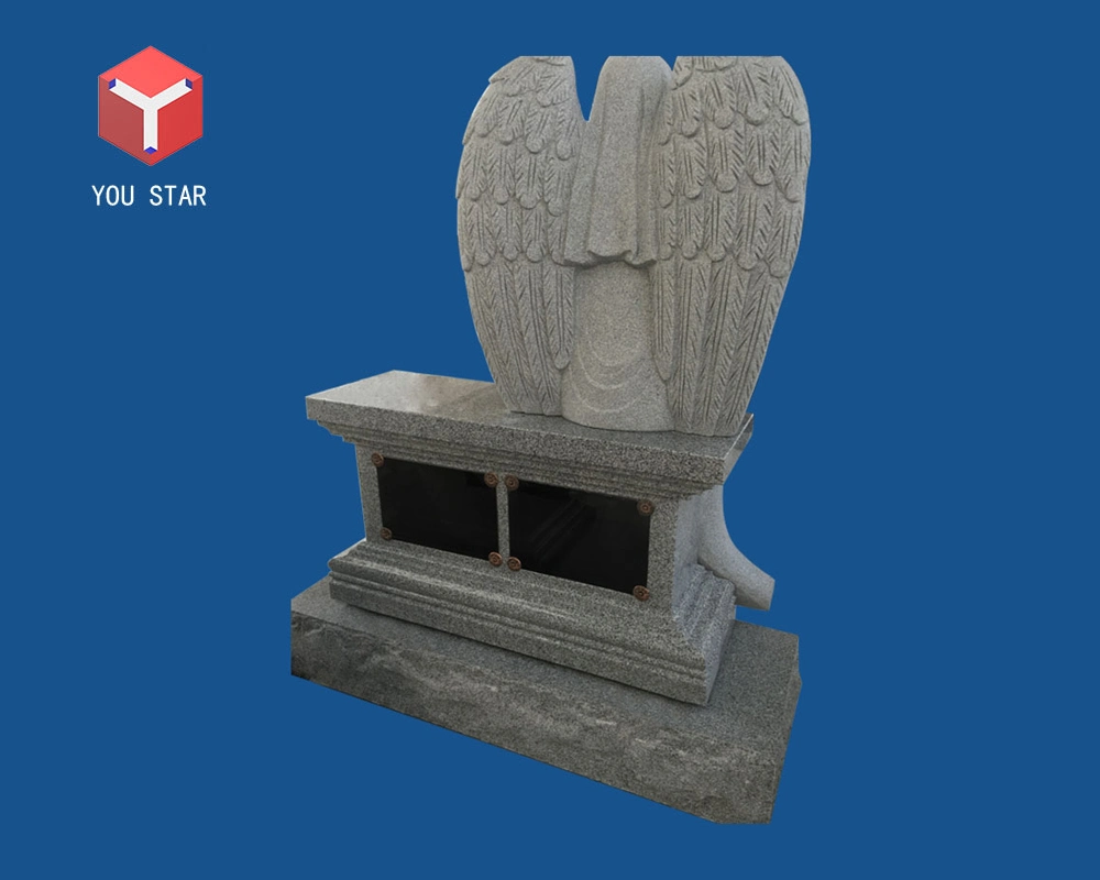 China Polished 2 Niche Jet Black Angel Sculpture Private Estate Columbarium