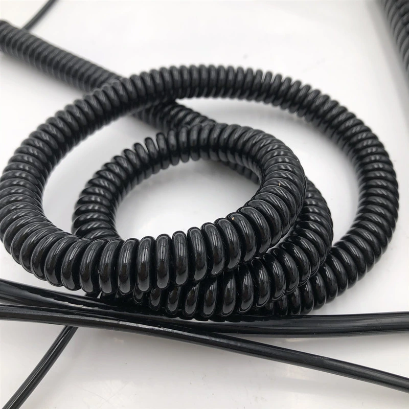 High quality/High cost performance  PU Retractable Cable Spiral Spring Power Coiled Cables