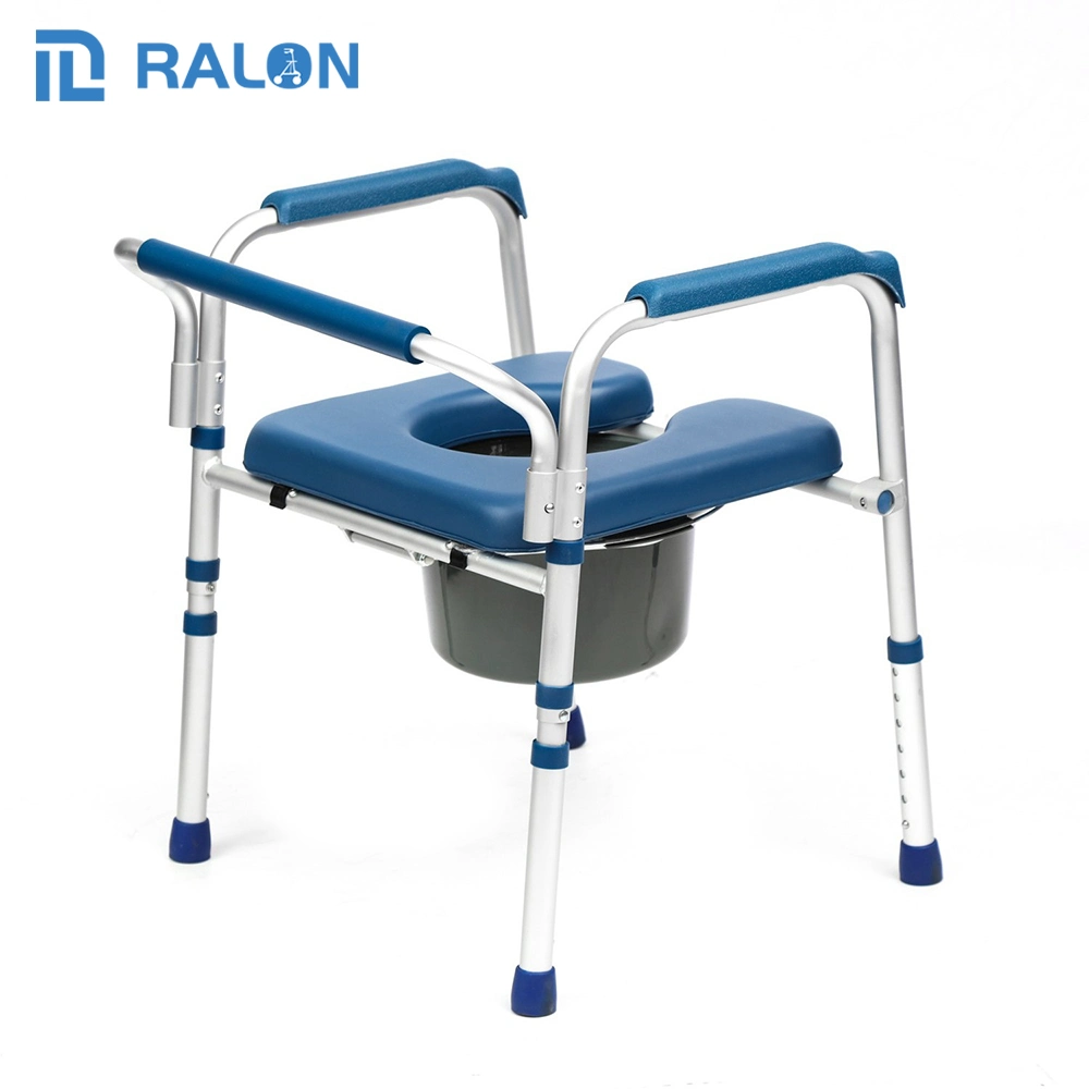 Equipo médico Europeo asiento grande Servicio pesado ancianos aluminio plegable Silla Commode