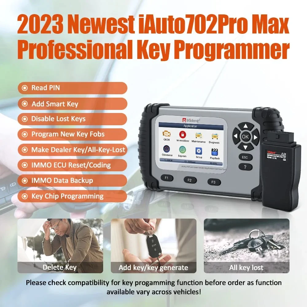 2023 Vident iAuto 702 PRO Max todo sistema de diagnóstico de automóviles Scanner Professional Key Programmer 34 funciones especiales codificación de la ECU