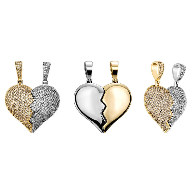 Hip-Hop Gold-Plated Full Zircon trendige Herren′ S Mode tragen Heartbreak Anhänger