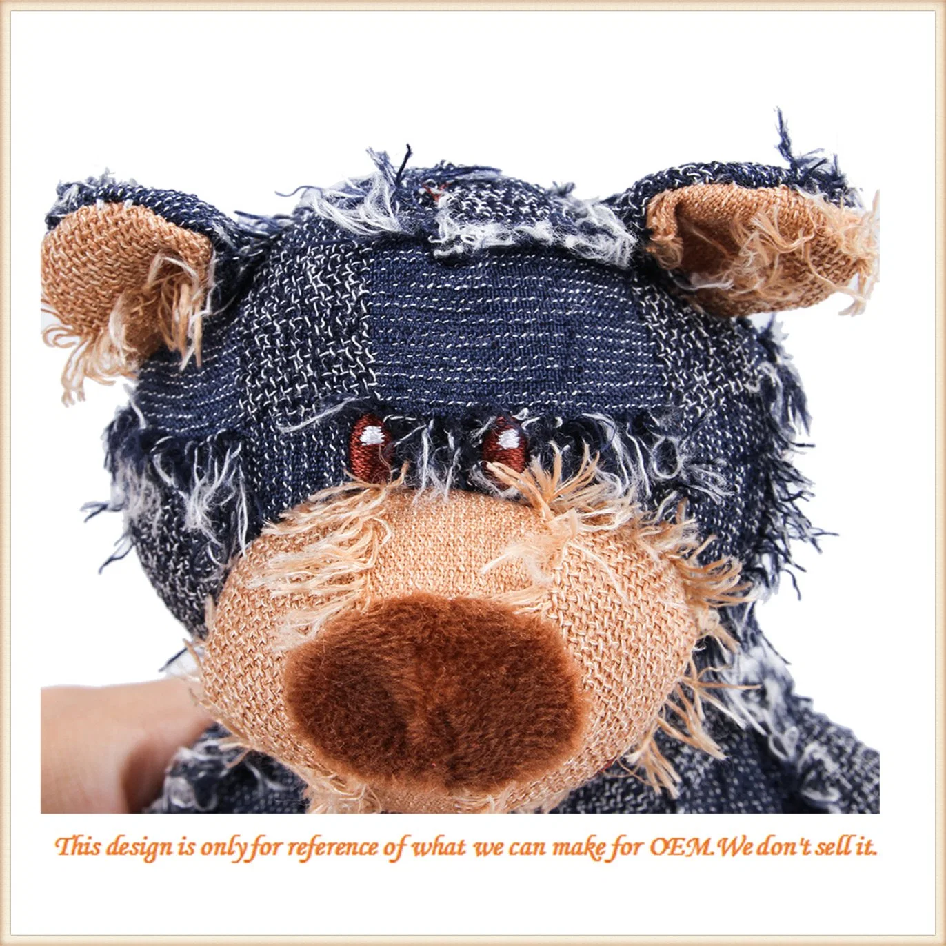 2 Size Fashion Design Cute Bear Plush/Jean Wity PP Cotton Pet Soft Toy for Dog