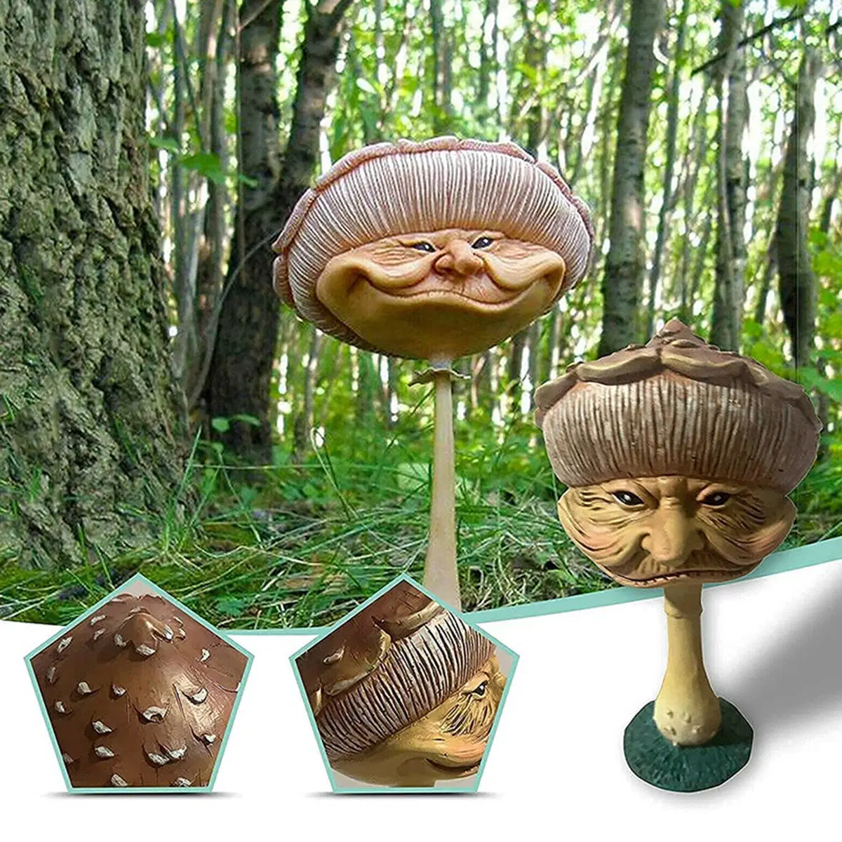 Creative Halloween Mushroom Sculpture Resin Craft Ornament Home Garden Ornament Table Top Decoration