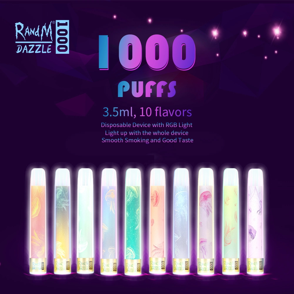 Original Randm Dazzle 1000 Puffs RGB Light Slim Vape Pod Elektronische Einweg-Zigarette