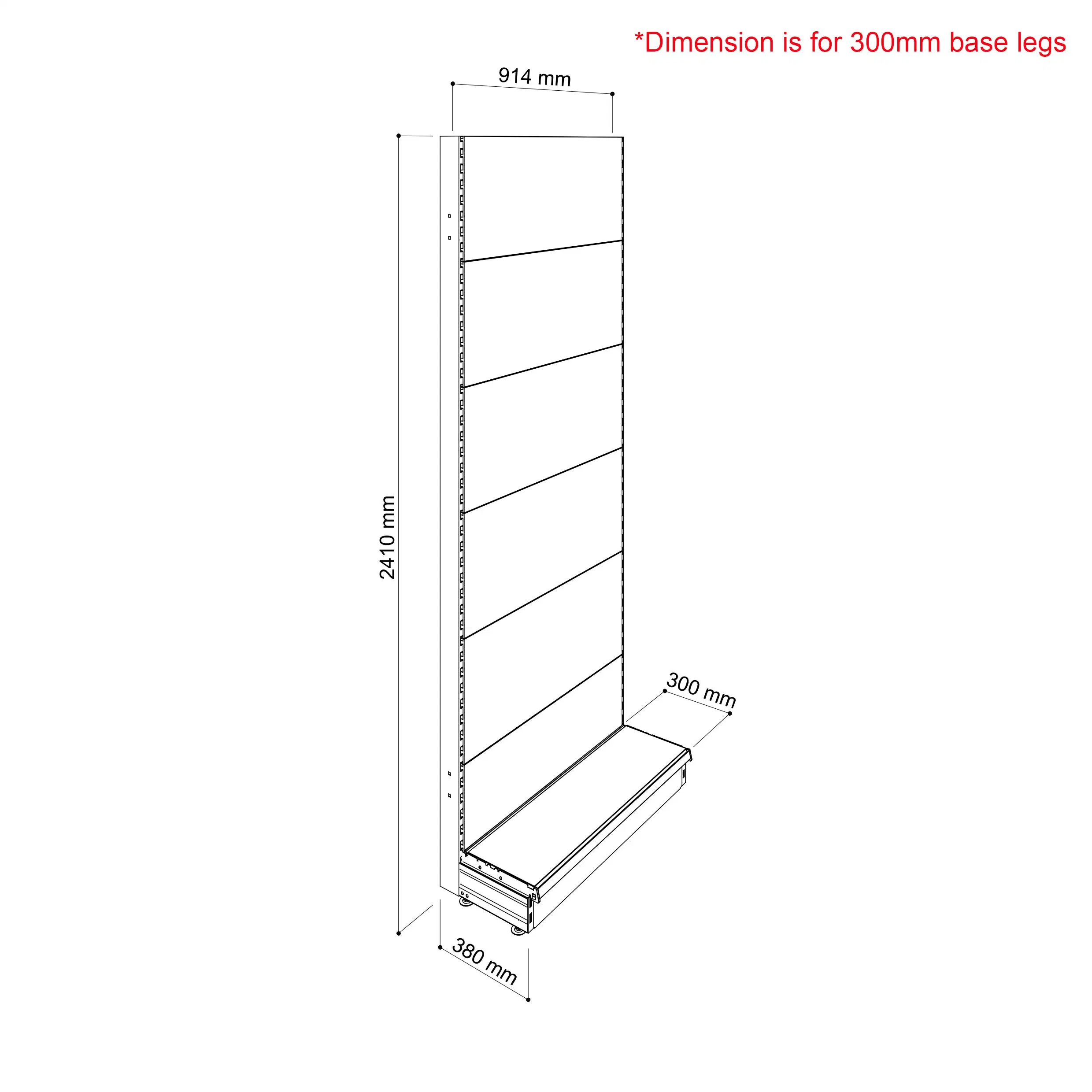 2400h un solo lado Gondola Shelving Bay con Perforated Back Panels