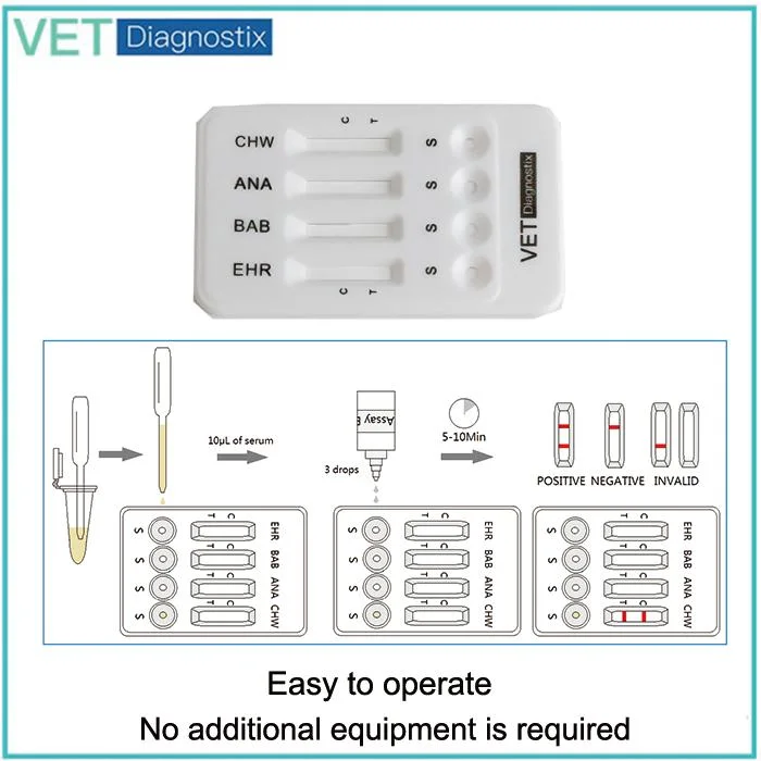 Ehr-Bab-Ana-Chw Test Kit Canine Ehrlichia Babesia Anaplasma Heartworm Combo Rapid Test Kit