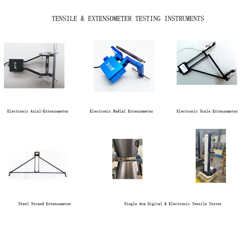 Via electrónica Escala variável distância Extensometer para deformação axial do ensaio de tracção Electrónica Instrumento de Teste Material Rpxx máquina de ensaio