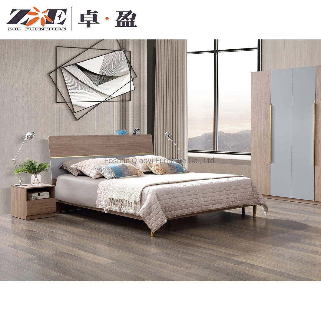 China Wholesale Luxury OEM ODM Design Home Bedroom Wooden Furniture Set King Size Double Bed