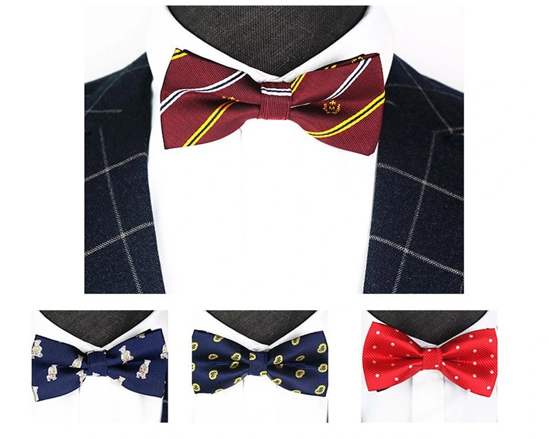 Classic Polyester Woven Tie for Business Wedding Spot Bow Ties