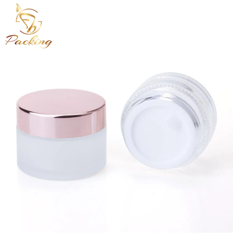 Wholesale/Supplier Empty Cream Bottle OEM Colorful 50ml Matte Frosted Glass Cream Jar with Aluminum Cap