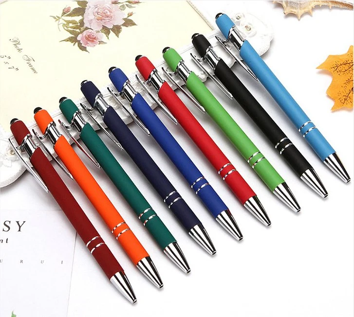 5% off Factory Selling Stylus Customized Logo Value Rubber Paint Ballpoint Pen Multi-Color Optional Laser Engraving Logo