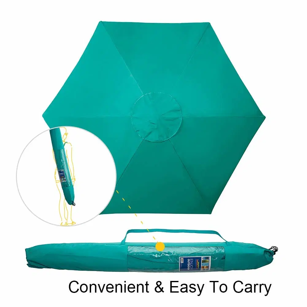 Beach Umbrella Polyester Canopy Portable for Beach Outdoor UV Protection Upf 50+