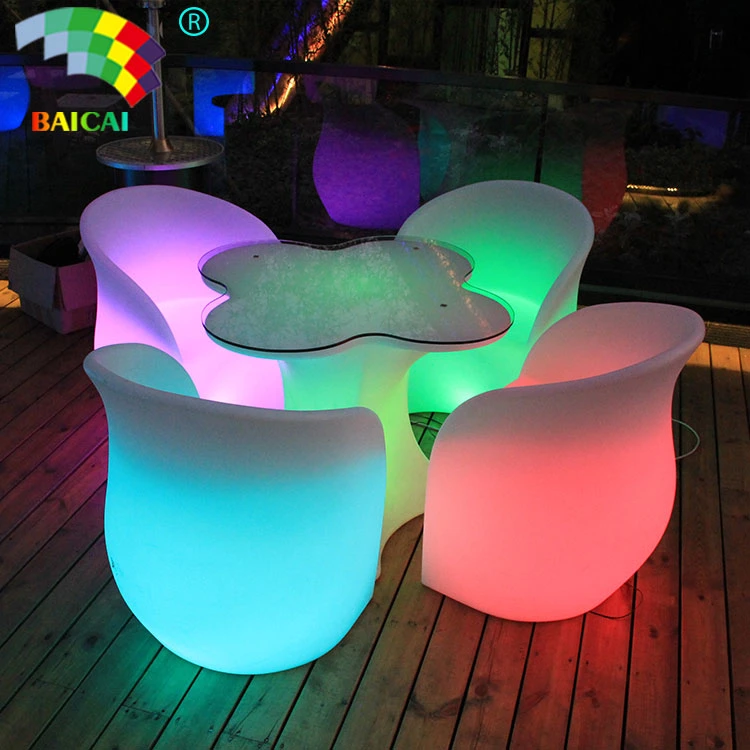 Glowing Luxurious LED Outdoor Furniture with Table and Chair