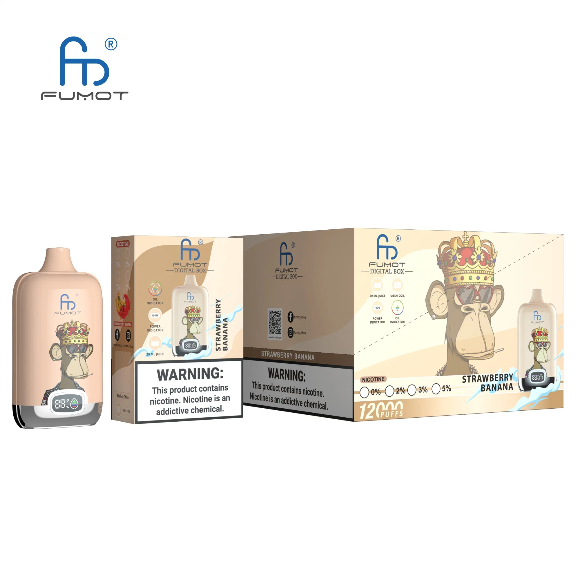 VAPE VAPE recargable VAPE desechable 0/2/3/5% nicotina Fumot Randm Digital Box 12000 Puff