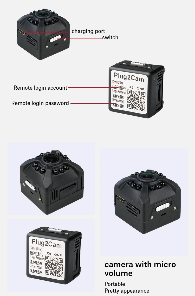 De pequeño tamaño, el alto rendimiento x5 Mini DV WiFi cámara de vigilancia inalámbrica de la plaza de la Junta 1080 (wc002X5) de 960nm LED IR sin luz