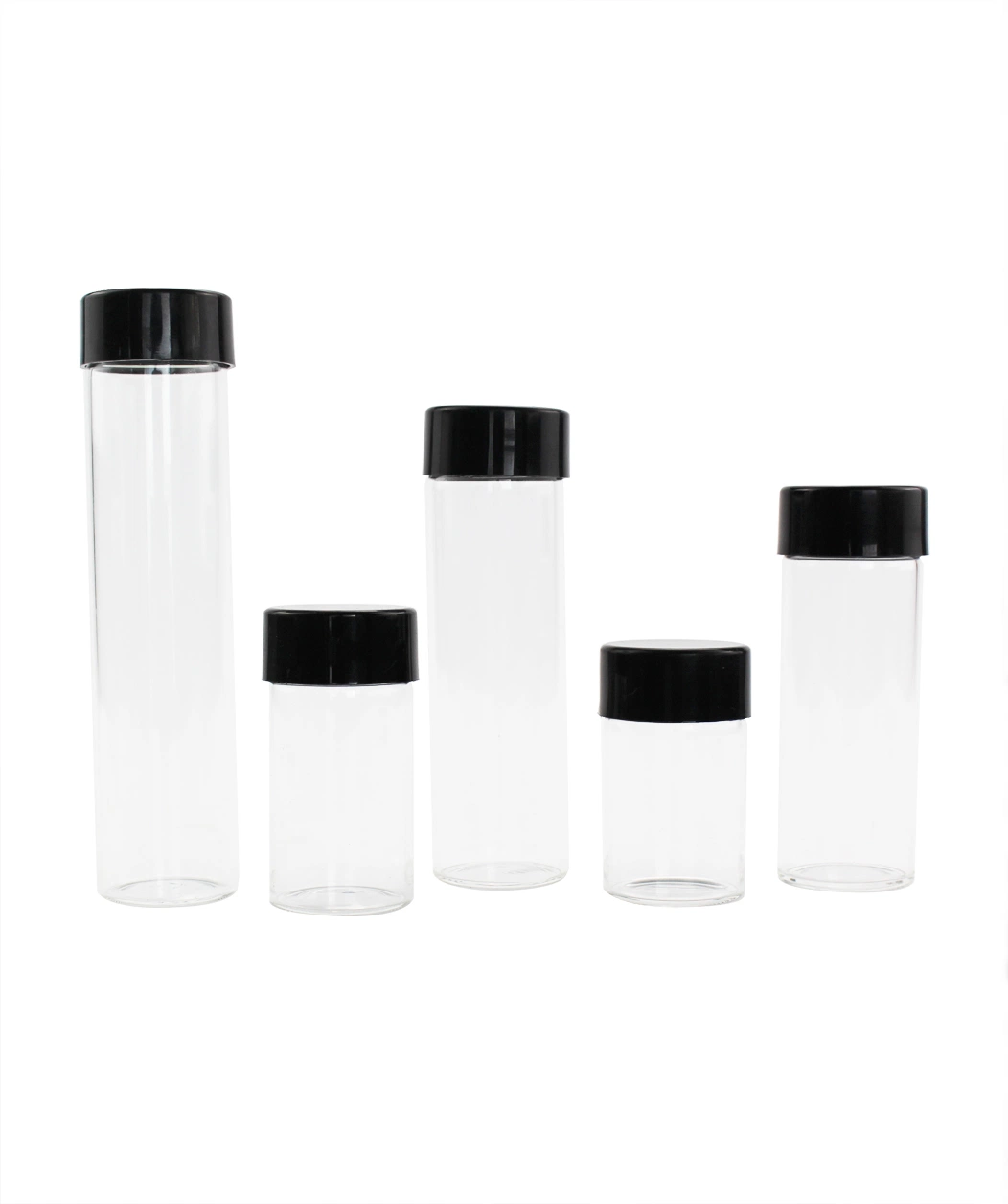 Child Resistant Screw Lid 37mm Clear Borosilicate Pre Roll Glass Tubes Vial Bottle for Storage