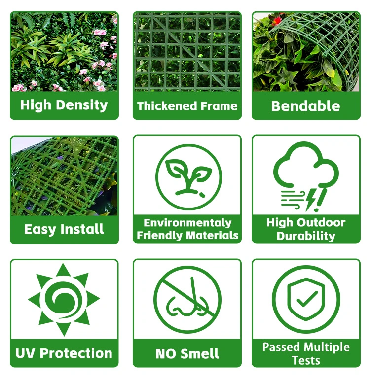 UV-Produktion Kunstpaneele Green Grass Künstliche Boxwood Heckenwand Für Gartengestaltung im Freien