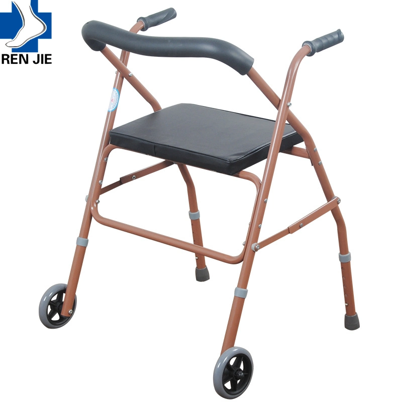 2023 Elderly Wheelbarrow Can Push Can Sit Walker Old Person Four-Wheel Shopping Cart Small Pull Cart Elderly Folding Walker
